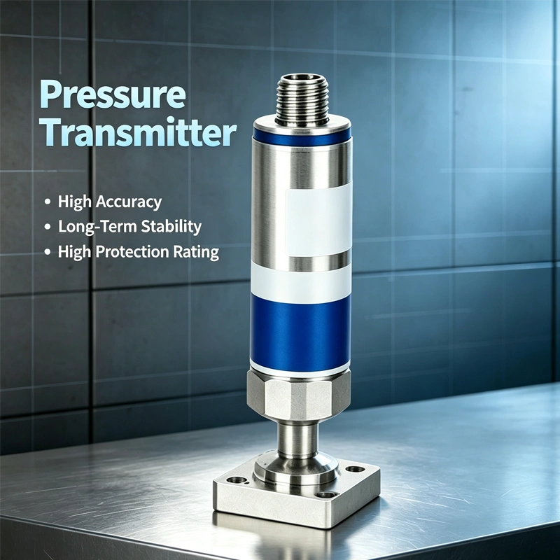 MEMS silicon pressure transmitter with aluminum housing and compact cylindrical body.