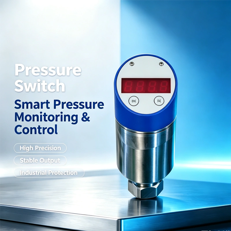 Pressure switch with pressure port on aluminum housing.