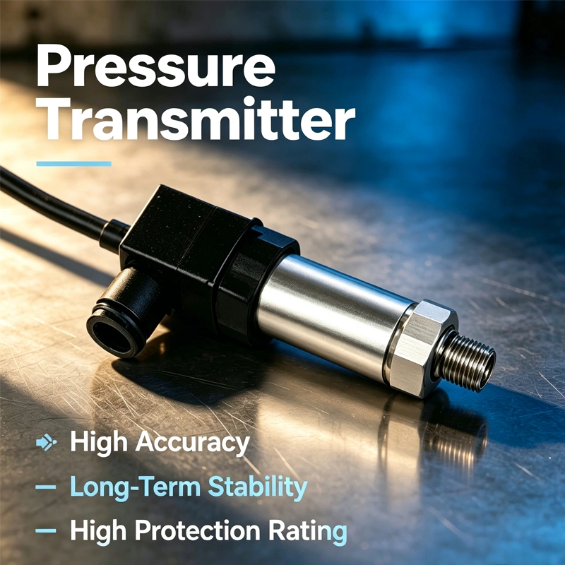 Industrial pressure transmitter with aluminum housing and compact cylindrical body